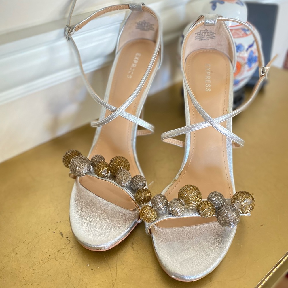 EXPRESS Silver High Heel Pumps Sandals